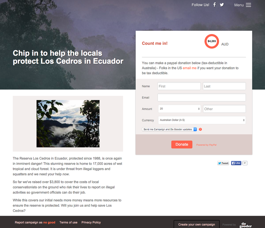Build a microsite and raise money fast